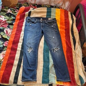 Rag & Bone Blue Skinny Jeans Distressed Style